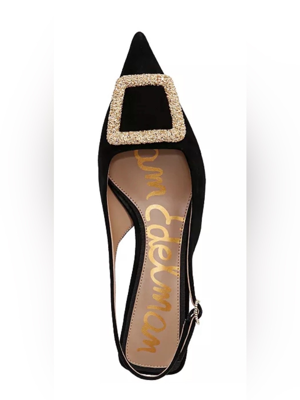 Sam Edelman Kammie Slingback Dress Pumps Black Suede Crystal Buckle 9.5 - Picture 4 of 7